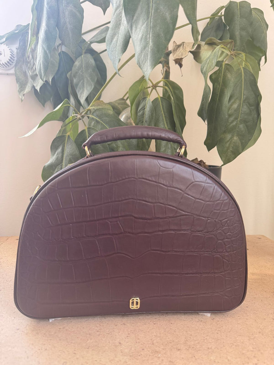 BROWN CROC SMALL TRAVEL BAG