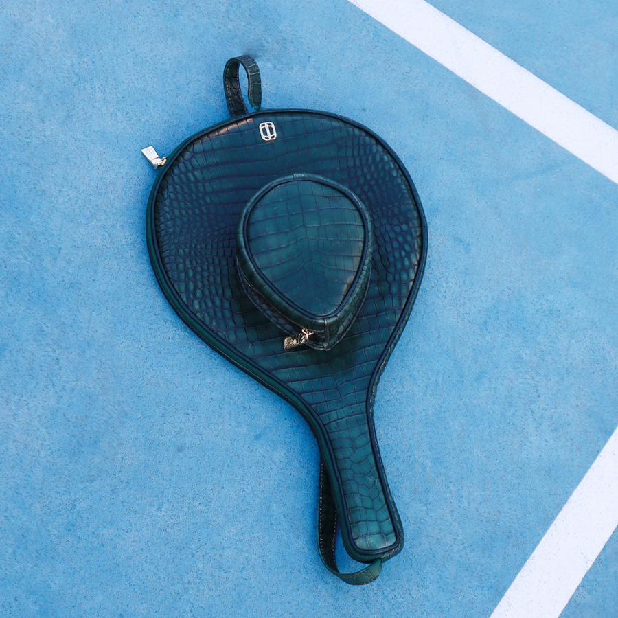 DARK GREEN CROC PADEL RACQUET BAG