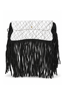 BLACK + WHITE BUTTERFLY TASSEL BAG