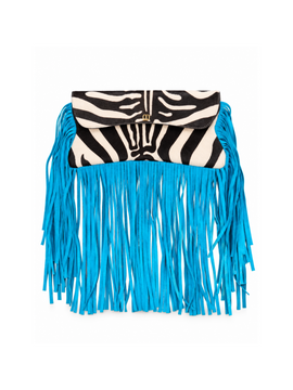 ZEBRA BUTTERFLY BLUE TASSEL BAG
