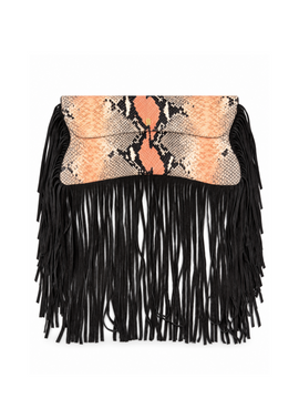 PEACH AND BLACK BUTTERFLY TASSEL BAG