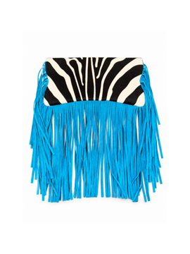 ZEBRA BUTTERFLY BLUE TASSEL BAG