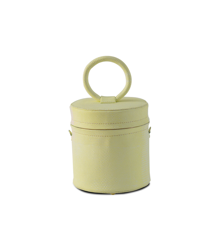 Lime Licorice Bucket Bag - Rolled Leather Handle