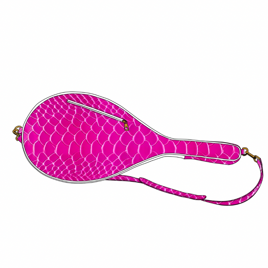 FUCHSIA SNAKE TENNIS RACQUET BAG