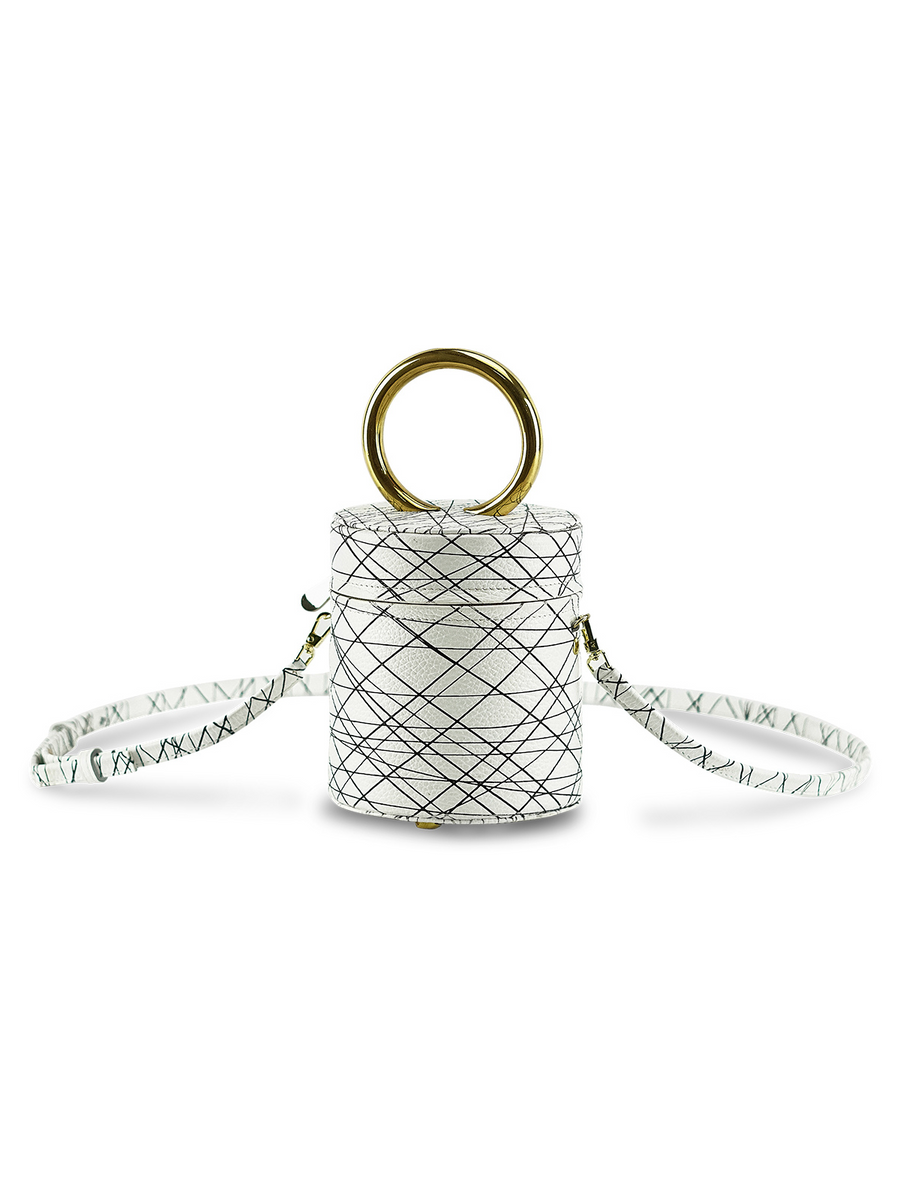 BLACK + WHITE BUCKET BAG - Gold